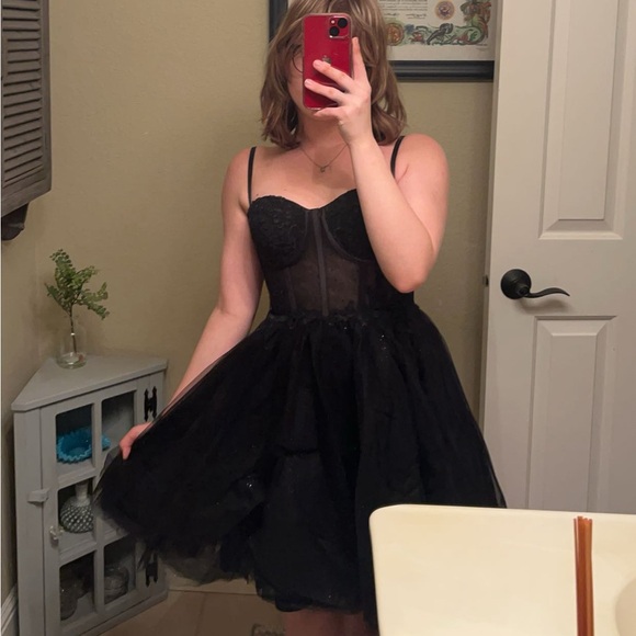 Stacees Womens S - black corset sparkle tulle dress - Picture 1 of 2
